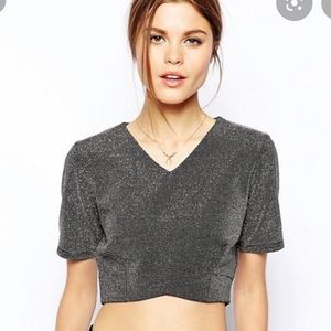 Asos Metallic Dot Crop Top